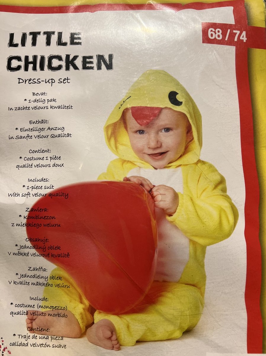 Onesie Little Chicken - Kip - Maat 68/74 - Baby pakje - Kostuum - Carnaval  - Geel/Rood... | bol.com