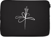 Laptophoes 13 inch - Bloemen - Line art - Minimalisme - Laptop sleeve - Binnenmaat 32x22,5 cm - Zwarte achterkant