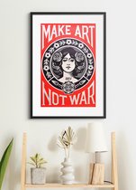 Poster In Zwarte Lijst - Make Art Not War - Deco Illustratie 50x70 - Obey Print
