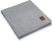 Knit Factory Jesse Gebreid Plaid XL - Woondeken - plaid - Wollen deken - Kleed - Licht Grijs - 195x225 cm