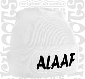 ALAAF uniseks muts - Wit met zwarte tekst - Beanie - One Size - Grappige teksten | designs - Original Kwoots - Wintersport - Aprés ski muts - Carnaval - Begroeting