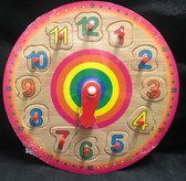 Houten puzzelklok met cijfers