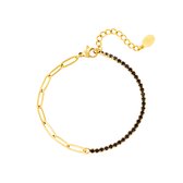 Zirkonia en chain - statement armband  - goud - zwart