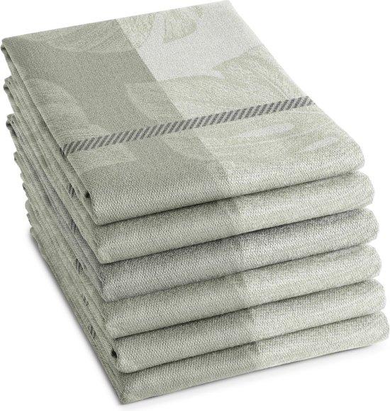 DDDDD Monstera - Torchon - 60x65 cm - Lot de 6 - Crème