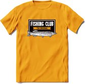 Fishing Club - Vissen T-Shirt | Grappig Verjaardag Vis Hobby Cadeau Shirt | Dames - Heren - Unisex | Tshirt Hengelsport Kleding Kado - Geel - XL