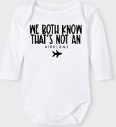 Baby Rompertje met tekst 'We both know that's not an airplane' | Lange mouw l | wit zwart | maat 62/68 | cadeau | Kraamcadeau | Kraamkado