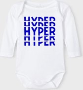 Baby Rompertje met tekst 'Hyper' |Lange mouw l | wit zwart | maat 50/56 | cadeau | Kraamcadeau | Kraamkado