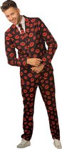Carnaval Kostuum Heren - Rode lippen / Mister love - 3 delig - carnavalskleding maat L