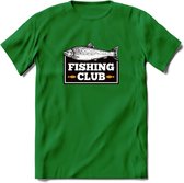 Fishing Club - Vissen T-Shirt | Grappig Verjaardag Vis Hobby Cadeau Shirt | Dames - Heren - Unisex | Tshirt Hengelsport Kleding Kado - Donker Groen - L