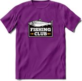 Fishing Club - Vissen T-Shirt | Grappig Verjaardag Vis Hobby Cadeau Shirt | Dames - Heren - Unisex | Tshirt Hengelsport Kleding Kado - Paars - L