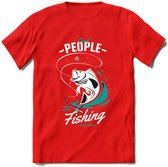 Cool People Do Fishing - Vissen T-Shirt | Aqua | Grappig Verjaardag Vis Hobby Cadeau Shirt | Dames - Heren - Unisex | Tshirt Hengelsport Kleding Kado - Rood - XXL