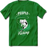 Cool People Do Fishing - Vissen T-Shirt | Groen | Grappig Verjaardag Vis Hobby Cadeau Shirt | Dames - Heren - Unisex | Tshirt Hengelsport Kleding Kado - Donker Groen - XXL