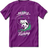 Cool People Do Fishing - Vissen T-Shirt | Groen | Grappig Verjaardag Vis Hobby Cadeau Shirt | Dames - Heren - Unisex | Tshirt Hengelsport Kleding Kado - Paars - S