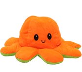 Grote Octopus Knuffel Mood – XL 30cm - Emotie Knuffel Omkeerbaar – TikTok Hype 2021 – Blij en Boos - Licht Paars