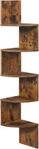 CGPN hoekplank, wandplank met 5 planken, zwevende plank, voor keuken, slaapkamer, woonkamer, studeerkamer, kantoor, donkerbruin LBC20BX