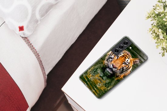 Coque Samsung Galaxy S21 FE - Tigre - Water - Réflexion - Siliconen