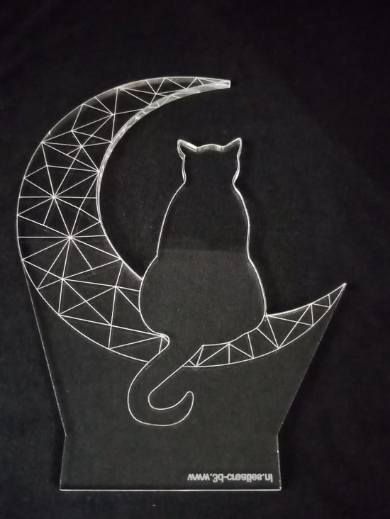 Nachtlamp 'Kat in maanlicht' - LED lamp - 3D Illusion - 7 kleuren en 4 effecten van Lumiasfer — afbeelding 3