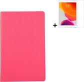 Hoesje iPad 7 10.2 2019 - 10.2 inch - Hoesje iPad 8 10.2 2020 - Hoesje iPad 9 10.2 2021 - iPad 10.2 Bookcase Hoes - Screen Protector iPad 10.2 - Roze Hoesje + Tempered Glass