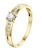 Schitterende 14 Karaat Geel Gouden Ring Zirkonia's 18.50 mm. (maat 58)| Solitair | Verlovingsring |
