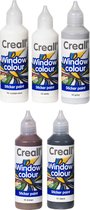 Glas Verf - 5 Kleuren Assortiment – 5 x 80ml - Windowcolor – Met handig Tuitdop – Maak zelf mooie Stickers