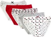 5 stuks Katoenen dames slips - red kiss - rood-grijs-ecru - Maat 42/44