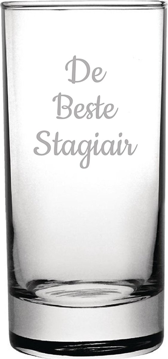 Gegraveerde longdrinkglas 28,5cl De Beste Stagiair