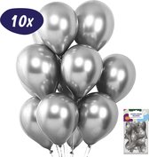 Luxe Chrome Ballonnen – Zilveren Ballon - Metallic Silver Chroom – Verjaardag Versiering – Mirror Latex Helium Ballonnenset – Discobal Effect - Geschikt voor Ballonnenboog en Pilaa