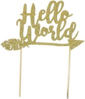 Taart Decoratie - Hello World - Taarttopper - Pijl - Goud - Glitter
