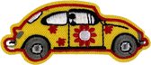 Kever Beatle Flower Power Auto Strijk Embleem Patch Licht Geel 8.7 cm / 3.7 cm / Geel Rood Zwart