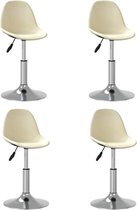 vidaXL Eetkamerstoelen draaibaar 4 st stof crèmekleurig