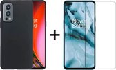 OnePlus Nord 2 hoesje zwart siliconen case hoes cover hoesjes - 1x Oneplus Nord 2 screenprotector