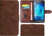 Samsung Galaxy Xcover 3 smartphone hoesje book style wallet case Bruin