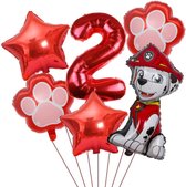 Paw patrol -ballonnen - set van 6 folieballonnen - marshall - 2 jaar