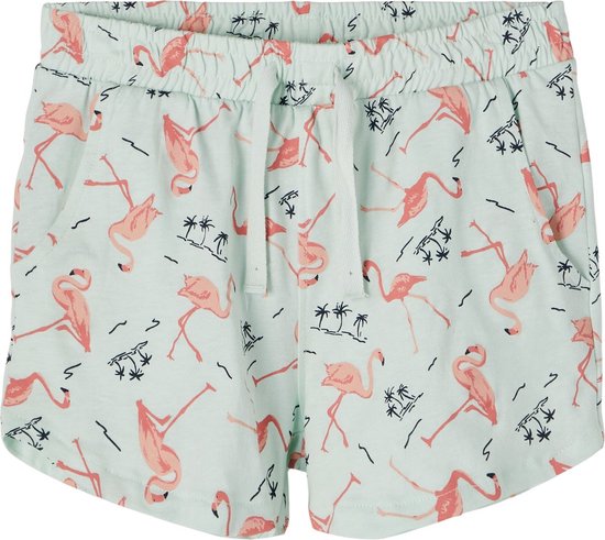 Name it short meisjes - groen - flamingo - NKFvigga - maat 140