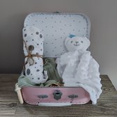 Het blije snoetje - kraamcadeau - babycadeau - kinderkoffertje - babygeschenkset - babykoffertje - licht roze