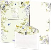 Bekking & Blitz - Briefpapier - 10 vellen briefpapier - Inclusief enveloppen - Kunst - Uniek design - Vogels - Bloemen - Vogels in blauweregen - Janneke Brinkman