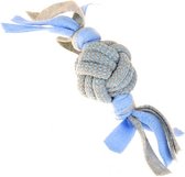 FLEECY ROPE BALL TUGGER BLAUW