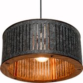 Meuq Design Akoestische hanglamp Cilindro 'L 48 cm' - hout - industrieel - donker grijs - woonkamer - kroonluchter - akoestisch - laser gesneden - E27 - verlichting - Armatuur