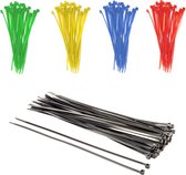 Kabelbinders - 250 Tie wraps - 5 Kleuren - 50stuks 19 cm - 200stuks 9 cm - 2mm