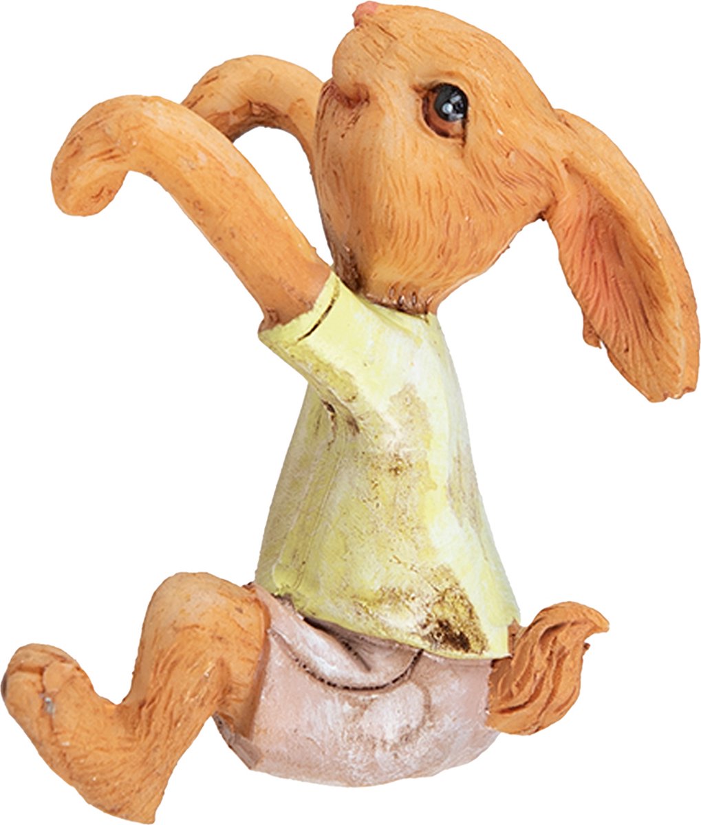 Clayre & Eef Beeld Konijn 5x5x9 cm Bruin Geel Polyresin