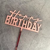 Taart Decoratie - Happy Birthday - Taarttopper - Script - Rose Goud