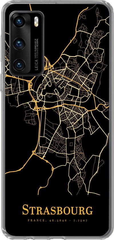 Coque Huawei P40 - Strasbourg - Carte - Or - Coque de téléphone en Siliconen