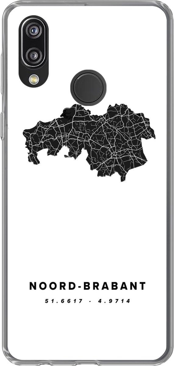 Telefoonhoesje Geschikt voor Huawei P20 Lite (2020) hoesje - Noord-Brabant - Nederland - Plattegrond - Siliconen Telefoonhoesje Telefoonhoesje - Stadskaart