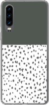 Geschikt voor Huawei P30 hoesje - Stippen - Grijs - Wit - Siliconen Telefoonhoesje