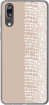 Telefoonhoesje Geschikt voor Huawei P20 hoesje - Slang - Design - Roze - Siliconen Telefoonhoesje