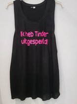 Topje "ik heb tinder uitgespeeld" Medium Zwart fluo roze