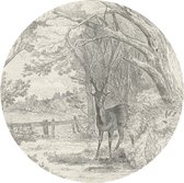 Muursticker Parklandschap met hert, Jan Bos Wz 1890_Rijksmuseum -Ø 130 cm