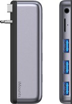 iMounts MacBook Pro 14/16 inch hub - USB-C hub USB3.0 Micro SD reader - 2021 en 2023 - Space Gray