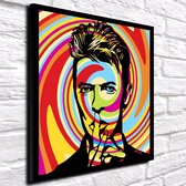 David Bowie Pop Art Poster in lijst - 90 x 90 cm en 2 cm dik - Fotopapier Mat 180 gr Framed - Popart Wanddecoratie inclusief lijst