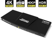 NÖRDIC KVM-104 Switch 4 in naar 1 uit - HDMI 4K60Hz - USB 2.0 - 3,5mm Jack - Geschikt voor pc, Xbox en PS5 - Zwart